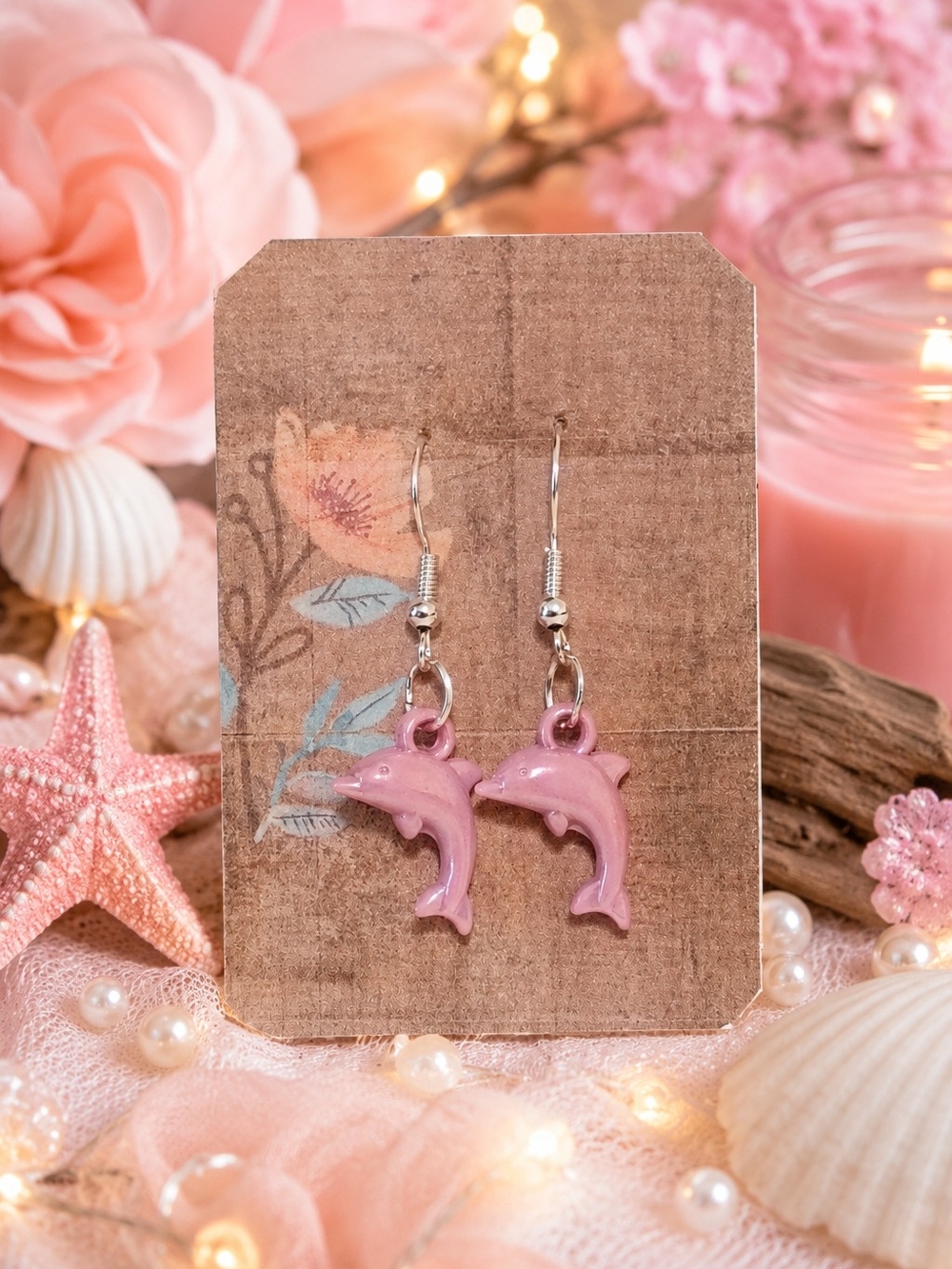 Hand Crafted🐬Pink Dolphin🩷Dangle Earrings✨(Free Surprise Gift Included)✨